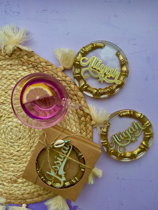 Bamboo Custom Coaster Set